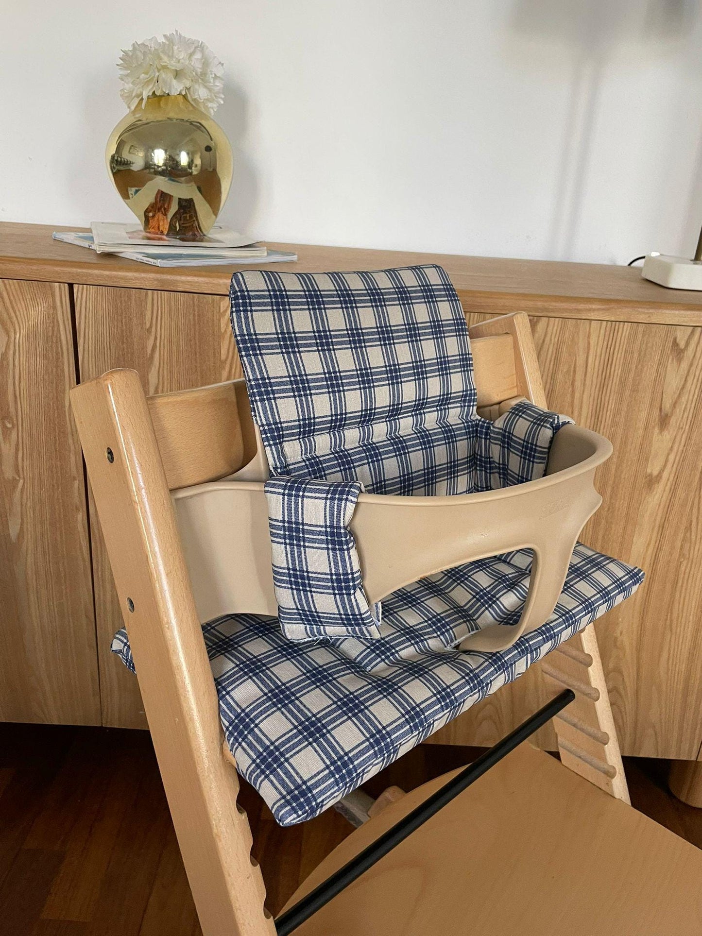 Waterproof Plaid Cushion for Stokke Tripp Trapp High Chair – Washable, Padded Seat Cover