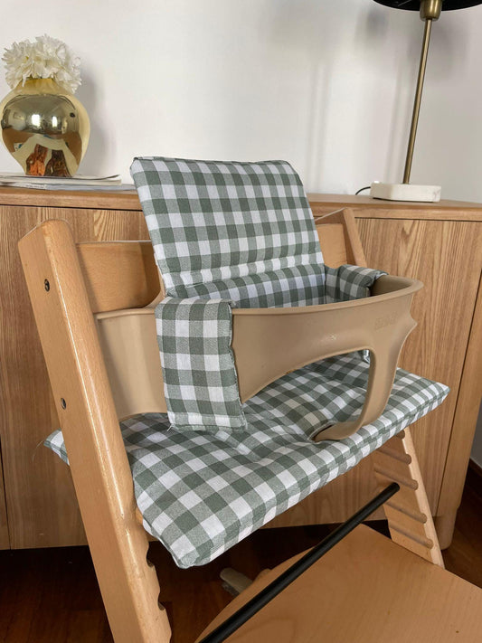 Waterproof Vichy Gingham Cushion Set for Stokke Tripp Trapp High Chair