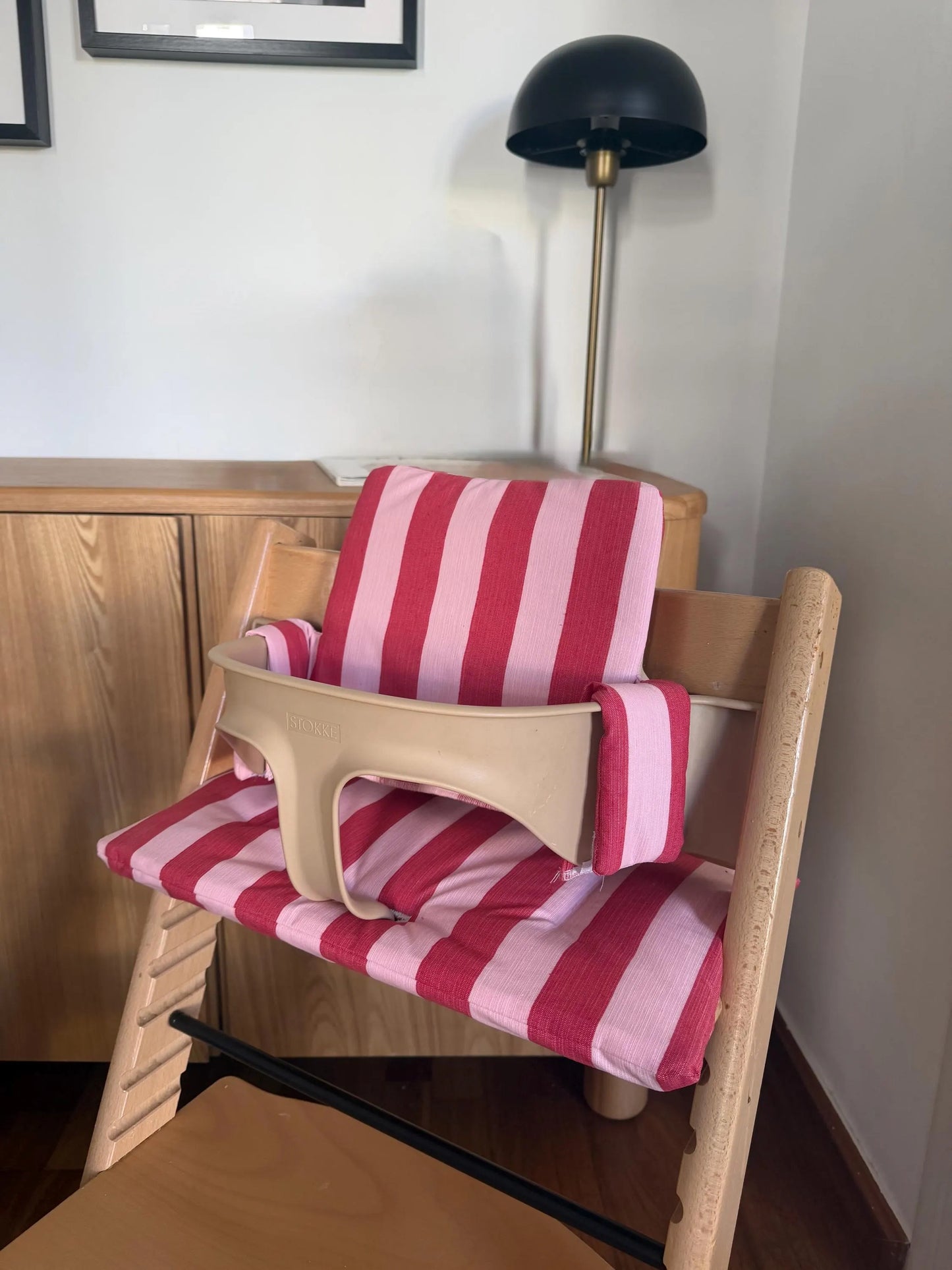 St. Tropez Striped Cushion Set Waterproof compatible with Stokke Tripp Trapp Highchair- Pink