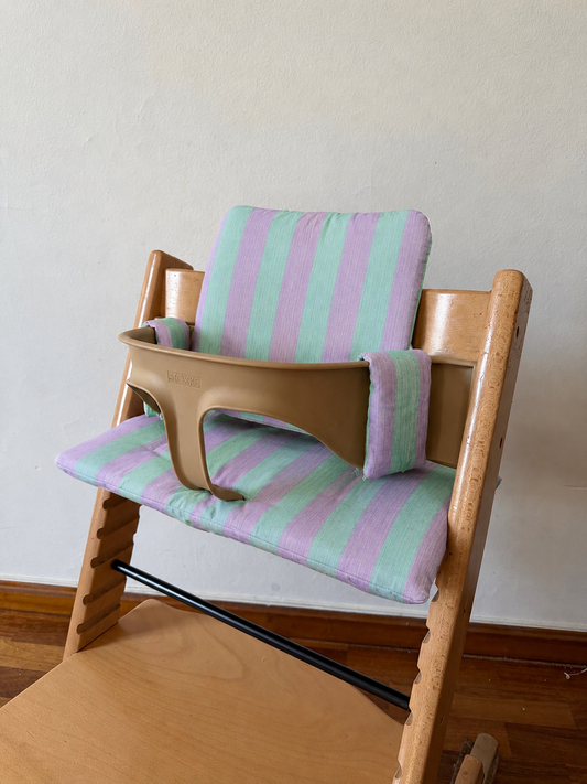 St. Tropez Striped Cushion Set Waterproof compatible with Stokke Tripp Trapp Highchair- purple mint