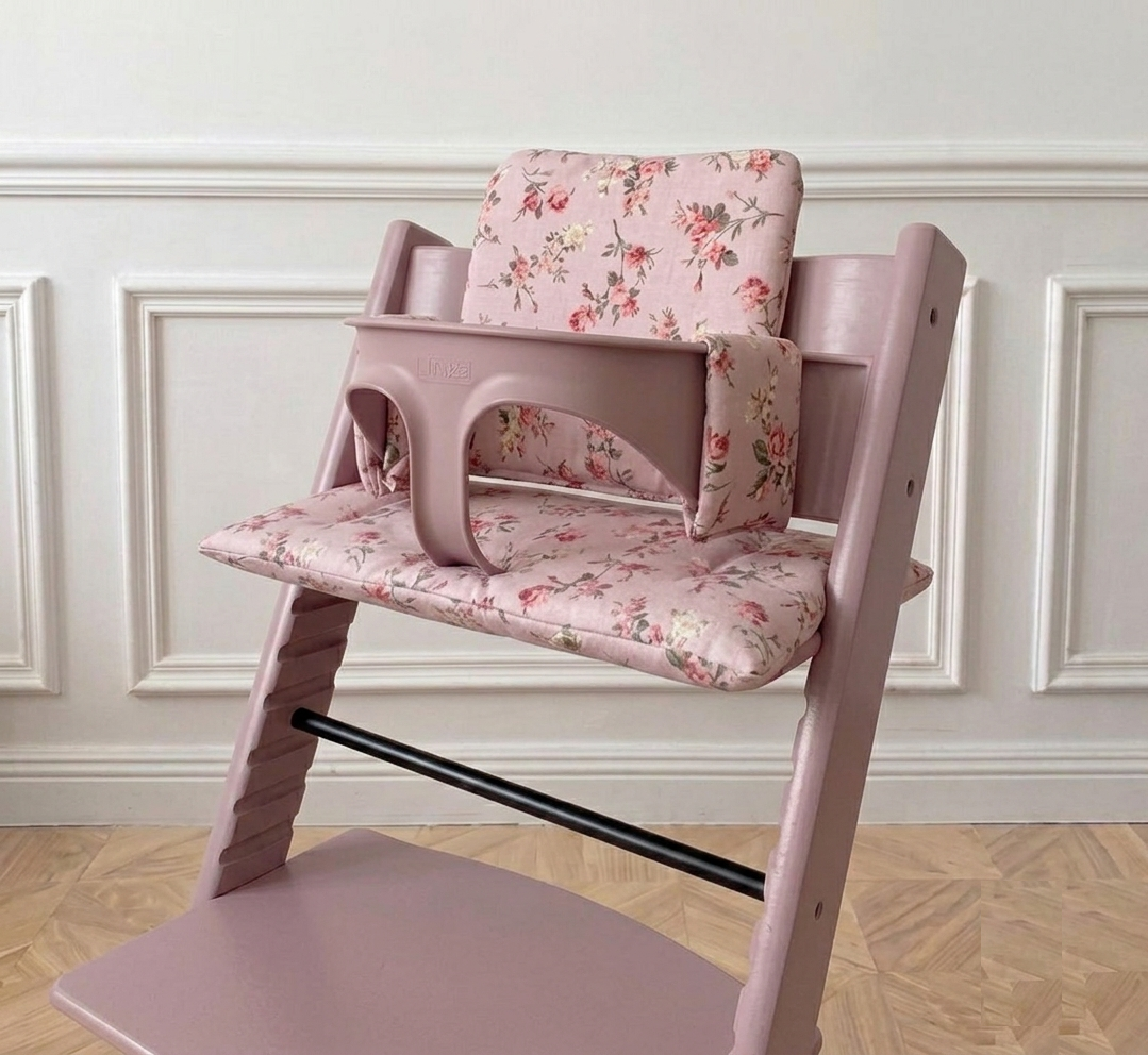 Waterproof Cushion Set - Wipe Clean, compatible with Stokke Tripp Trapp highchair- Pink Floral