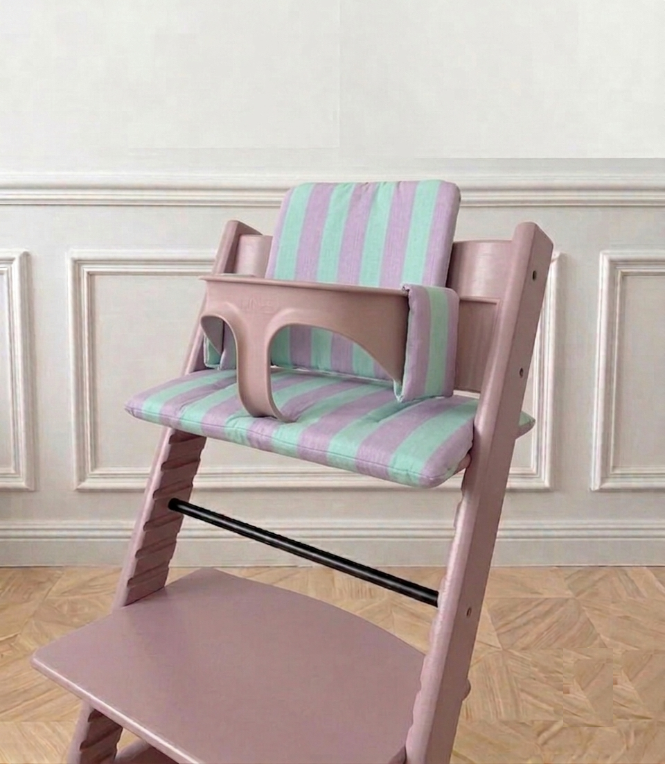 St. Tropez Striped Cushion Set Waterproof compatible with Stokke Tripp Trapp Highchair- purple mint