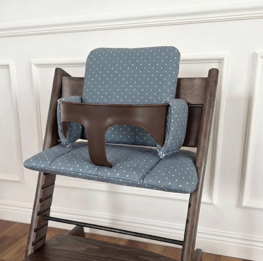 Waterproof Cushion Set - Wipe Clean, compatible with Stokke Tripp Trapp highchair- Green Polka Dot