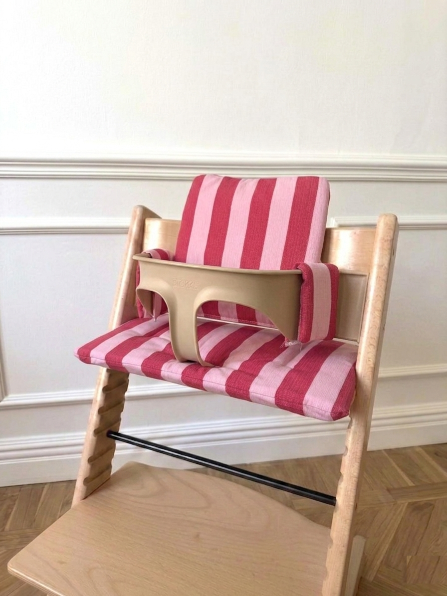 St. Tropez Striped Cushion Set Waterproof compatible with Stokke Tripp Trapp Highchair- Pink