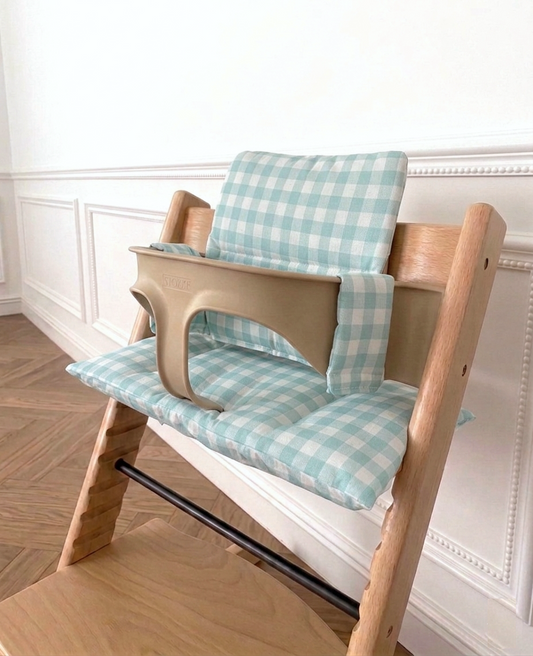 Vichy Highchair Cushion Set - Wipe Clean, compatible with Stokke Tripp Trapp highchair