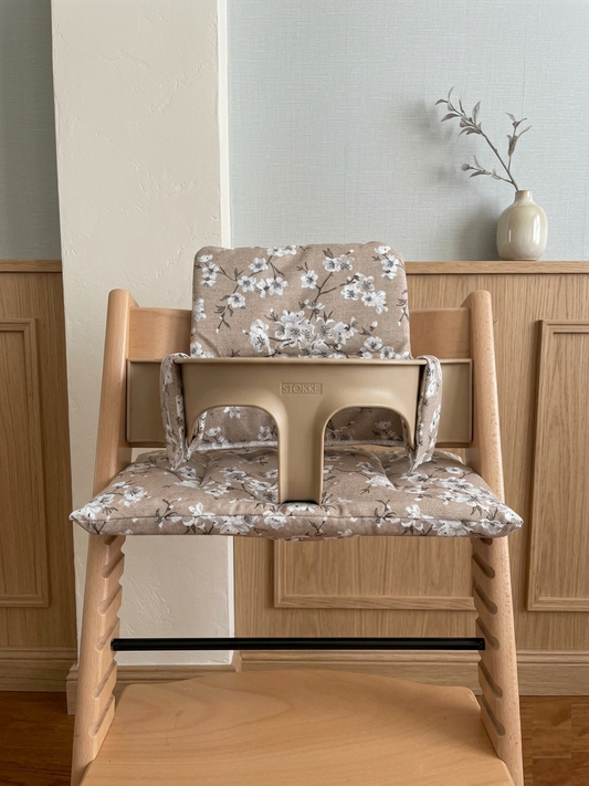 Waterproof Cushion set for Stokke Tripp Trapp  High Chair- Cherry Blossom