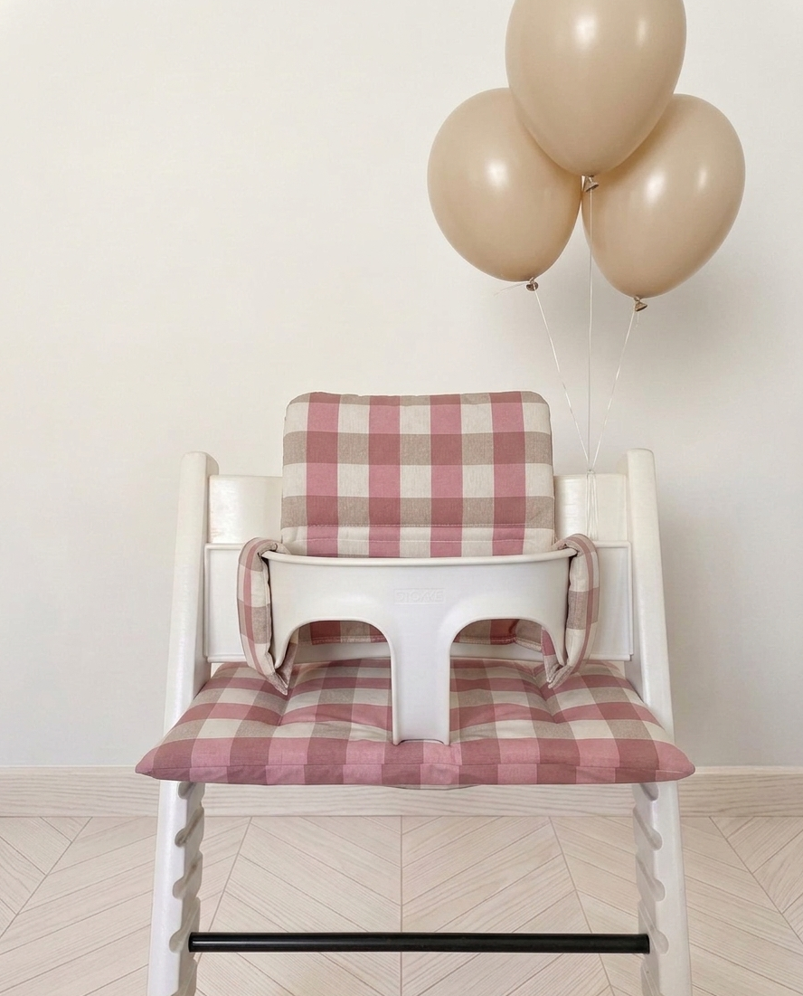 Cushion Set Waterproof compatible with Stokke Tripp Trapp Highchair- Pink Plaid