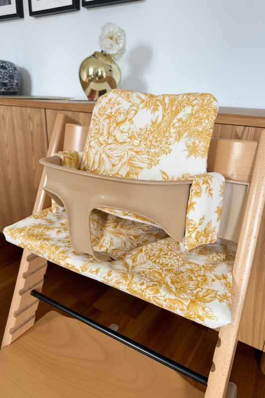 Waterproof Highchair Cushion Set - Wipe Clean, compatible with Stokke Tripp Trapp highchair- yellow