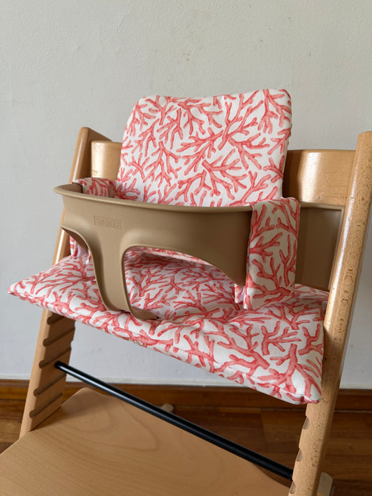 Waterproof Cushion Set  compatible with Stokke Tripp Trapp Highchair- Coral