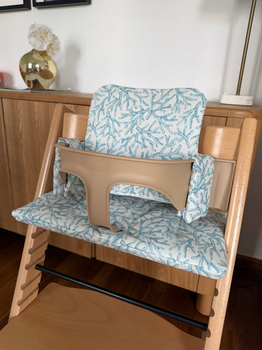 Waterproof Cushion Set Compatible with Stokke Tripp Trapp Highchair- Blue Coral
