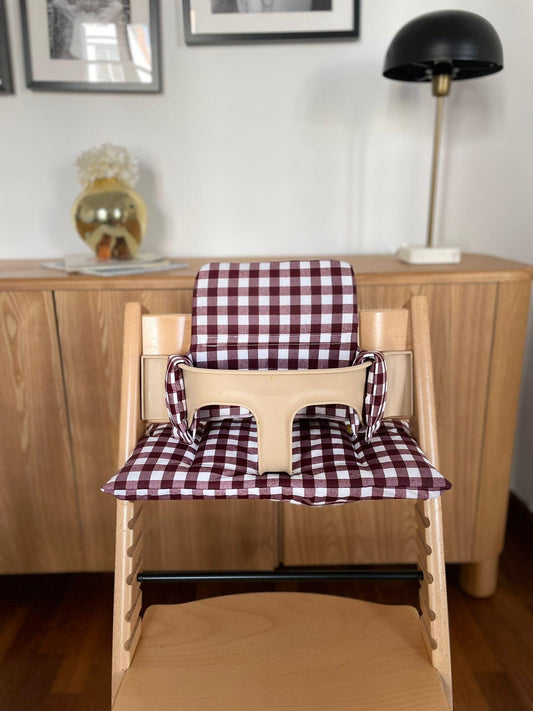 Vichy Highchair Cushion Set - Wipe Clean, compatible with Stokke Tripp Trapp highchair