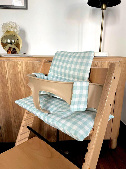 Vichy Highchair Cushion Set - Wipe Clean, compatible with Stokke Tripp Trapp highchair