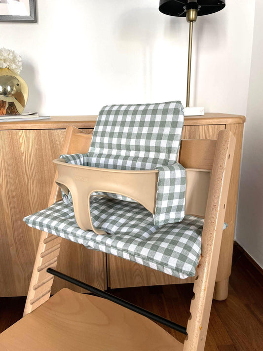 Waterproof Vichy Gingham Cushion Set for Stokke Tripp Trapp High Chair