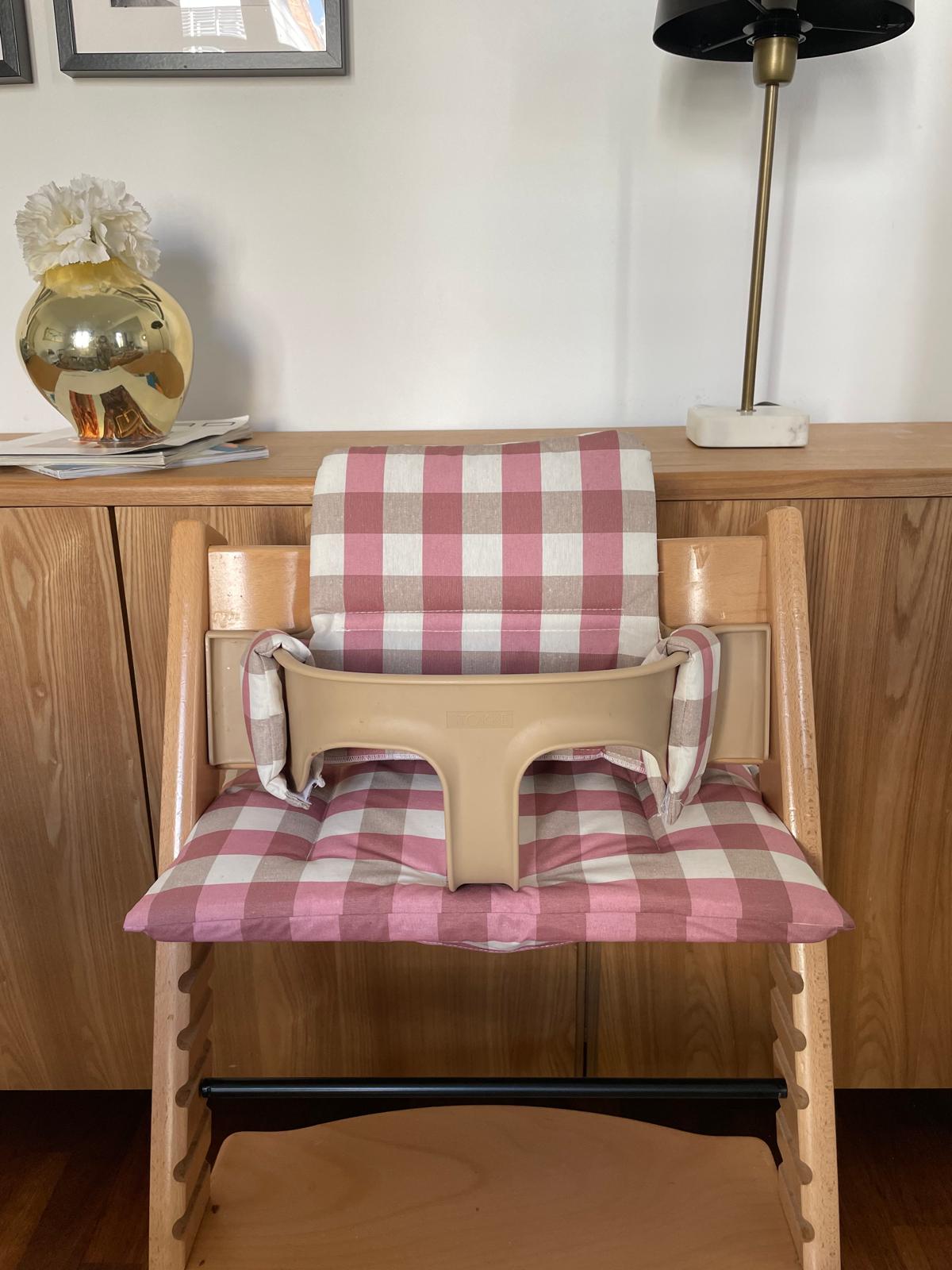 Cushion Set Waterproof compatible with Stokke Tripp Trapp Highchair- Pink Plaid