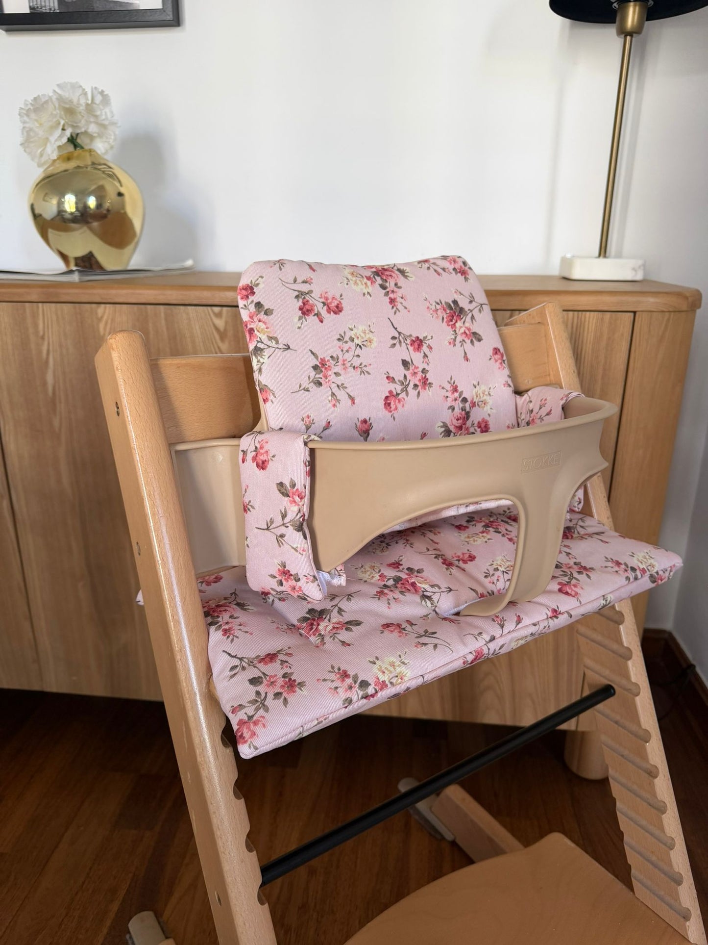 Waterproof Cushion Set - Wipe Clean, compatible with Stokke Tripp Trapp highchair- Pink Floral
