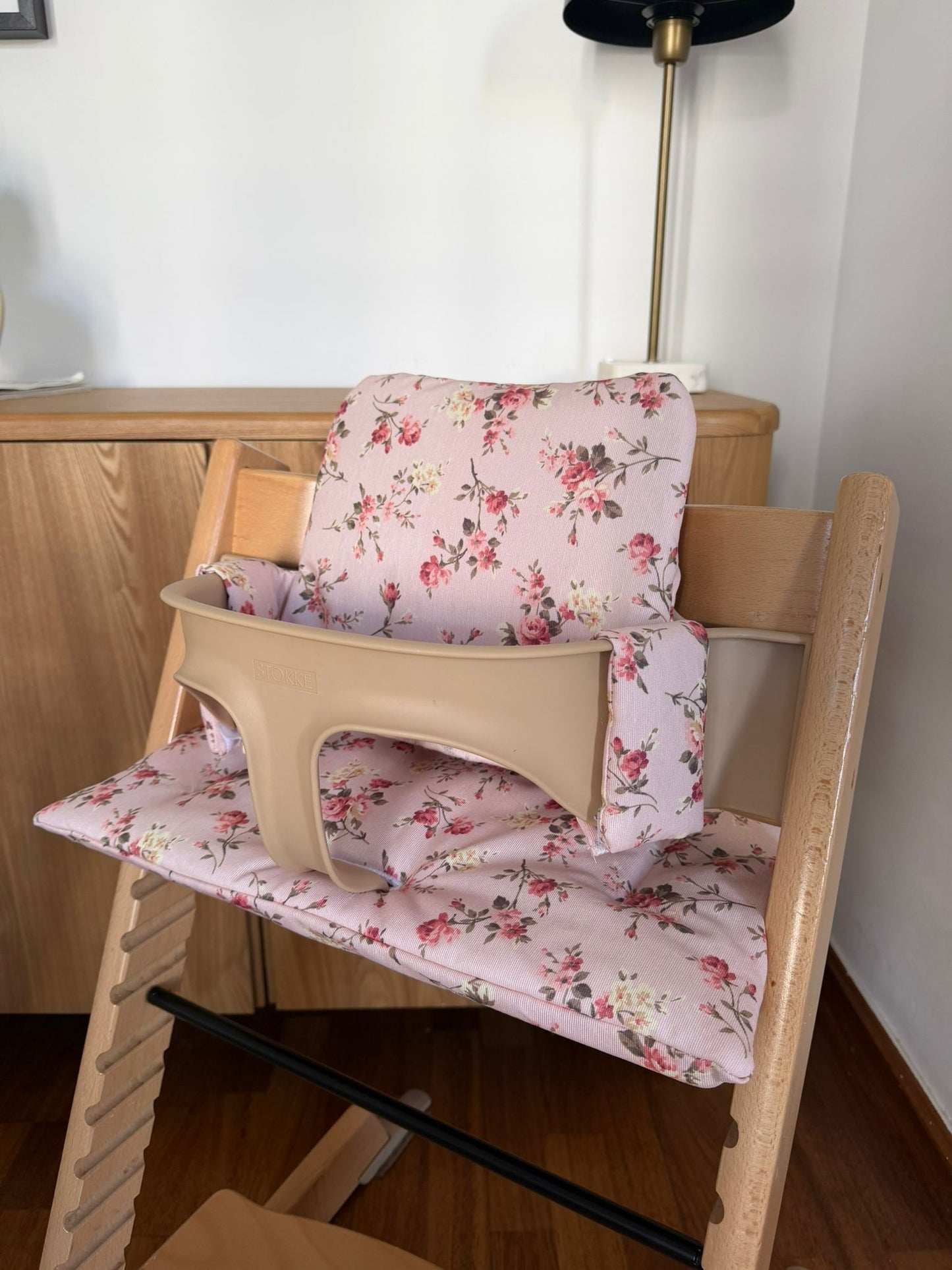 Waterproof Cushion Set - Wipe Clean, compatible with Stokke Tripp Trapp highchair- Pink Floral